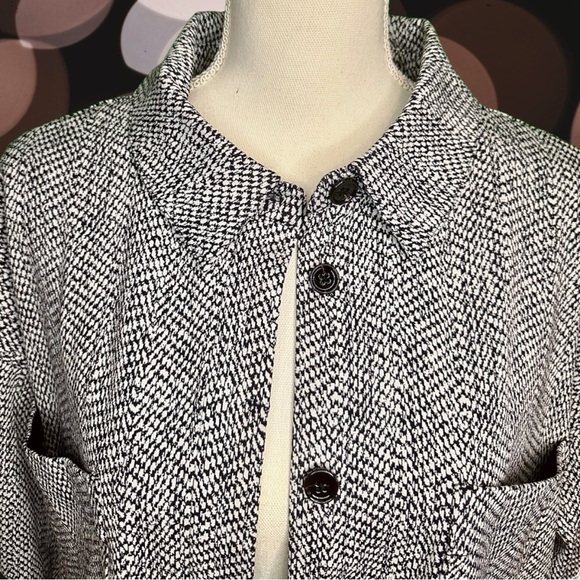 NWT Athleta ‘Textured Shirt Jacket’ in “Braiden Black & White” Size XL - Picture 15 of 16